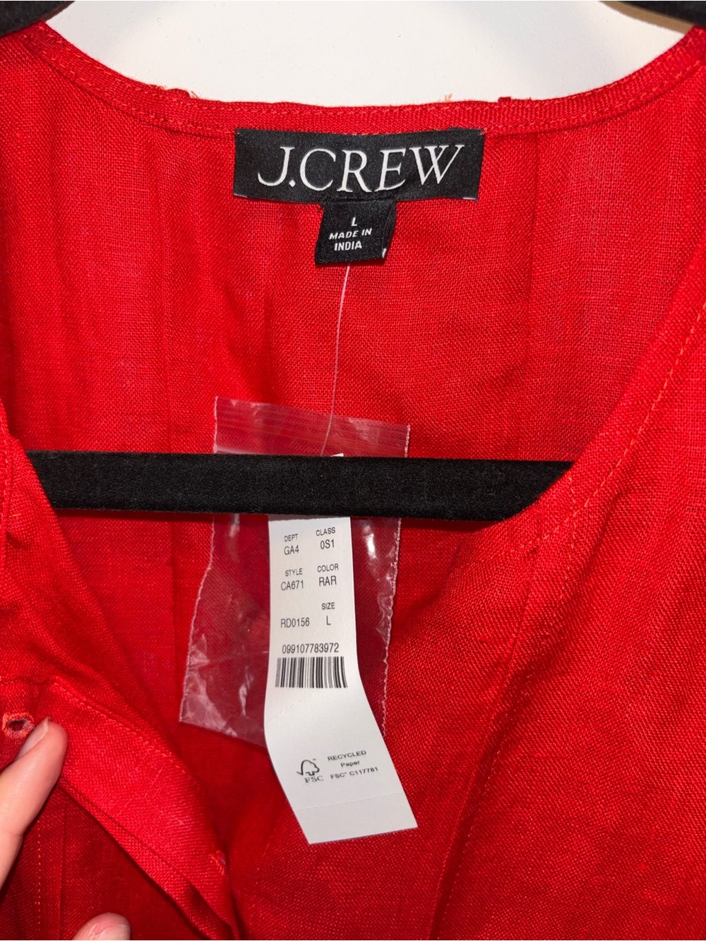 J Crew Seamed Linen Dress with Removable Belt in Red Arroyo Size Large NWT - Picture 10 of 16